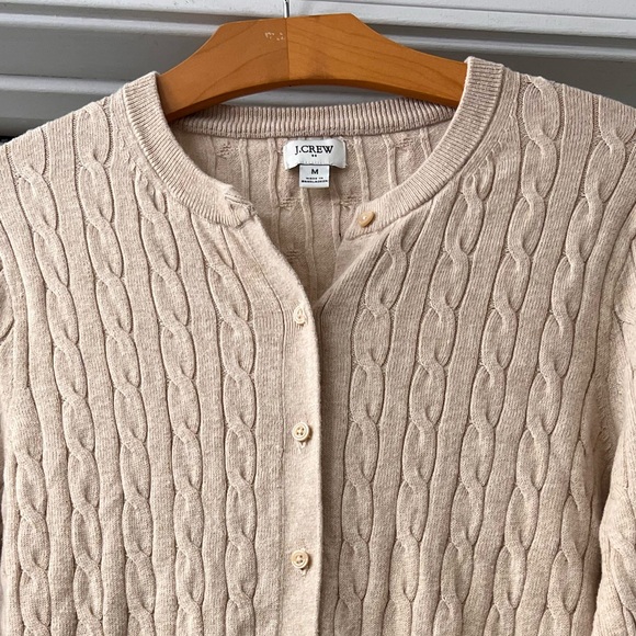 J. Crew Beige Cable Knit Cardigan Sweater- Sz Medium 
Casual/ Work - Picture 3 of 5